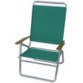 US Made Deluxe 3 Position High Back Aluminum Recliner w/ Wood Arm Rests